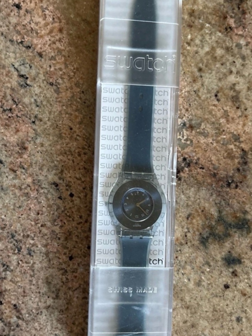 Swatch Black Round Dial Silicone Strap Watch